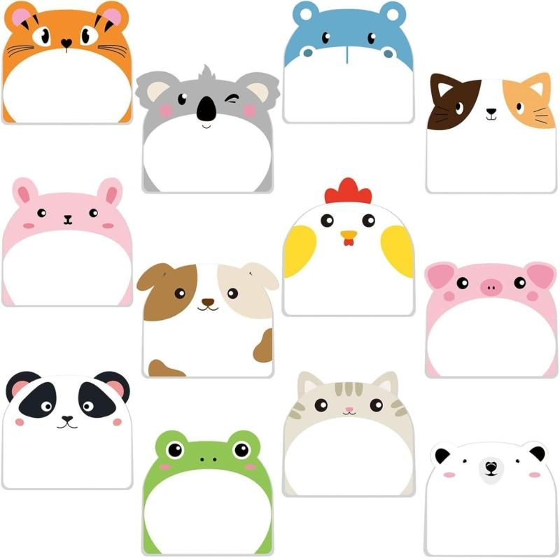 

12Pcs Adhesive Animal Theme Writing Pad Set Multipurpose Friendly Paper Cartoon Stick Pad for Planner Decorations Use 1