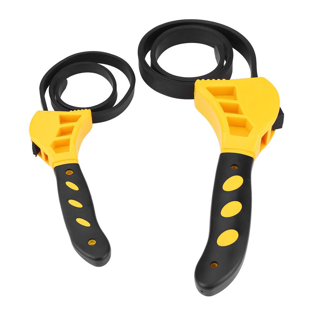 2pcs Multi Functional Rubber Strap Oil Filter Wrench Adjustable Spanner Bottle Opener Tool