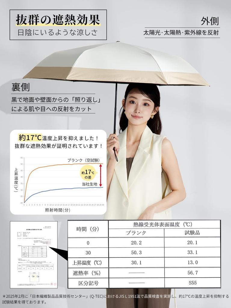 KIZAWA Folding Carbon 6 UV Light Suitable for Sun and Level 5 Water Full Light Heat Heat Mocha X Brown Parasol, Ultra-Lightweight Fiber, Ribs,