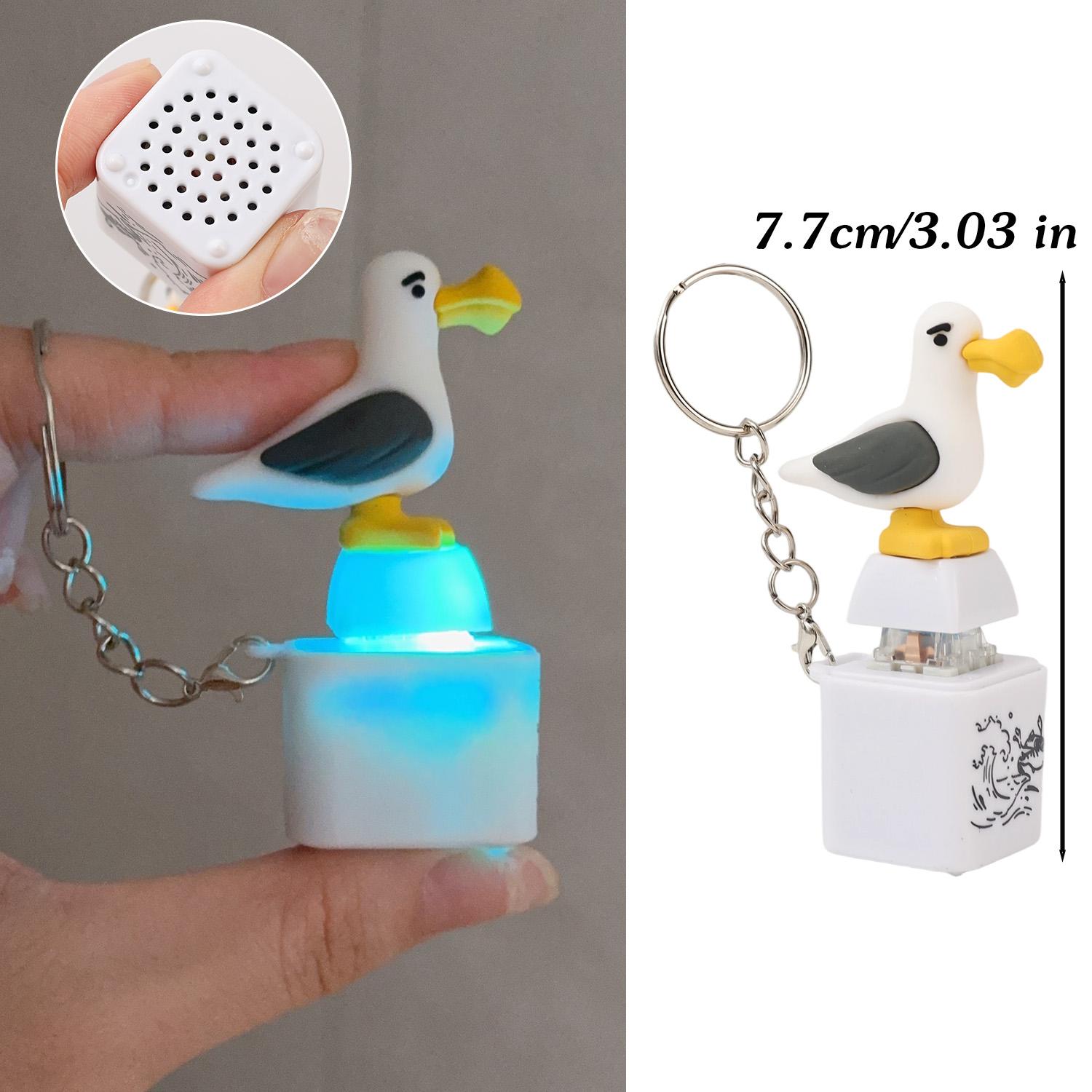 Anti-Stress Schreeuwende Geit Kat Kikker Eend Sleutelhanger LED-Lichtgevend Fidget Knop Cartoon Schattig Dier Oplaadbare Geluid Makende Sleutelhanger geel