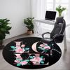 1pc Floral Love Print Chair Carpet for Office, Round Polyester Mat, Indoor Decor for Office, Easycare Fabric, Washable Non-slip Area Carpet