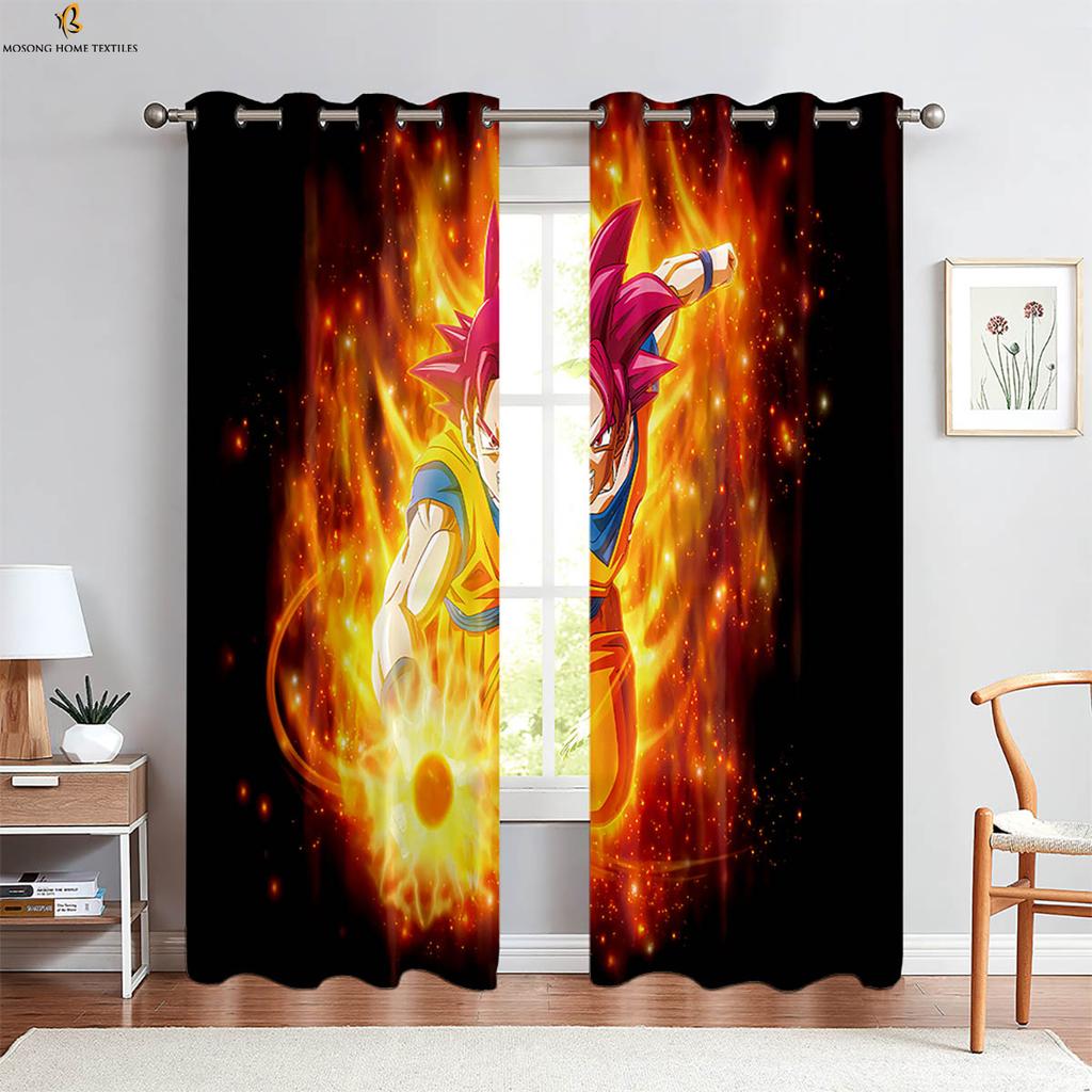 -Blooded Anime Cartoon Printed Curtains Boys And Girls Room Dormitory Decorative Curtains Easy To Wash And Care 2 Pieces