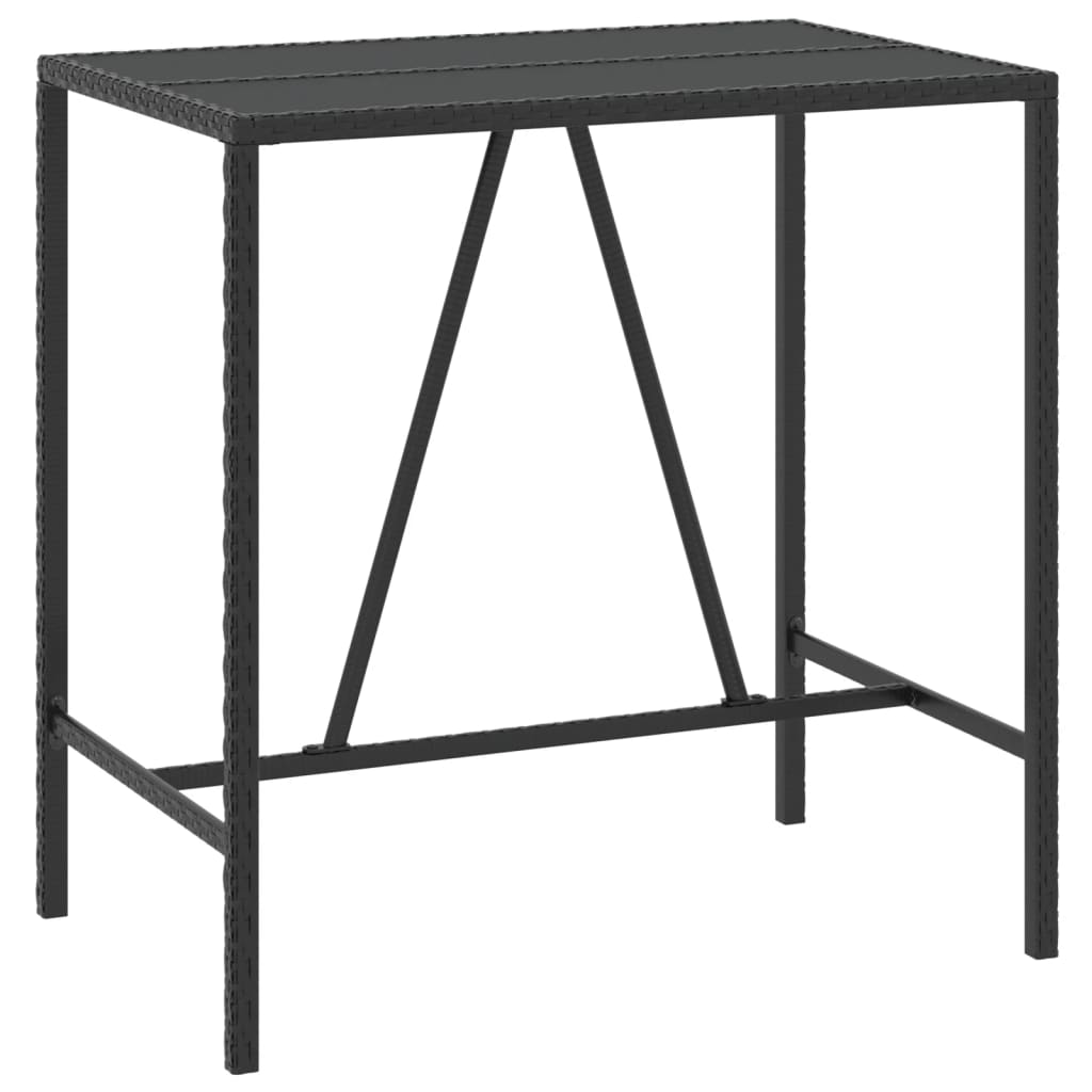 Bar Table with Glass Top Black 110 x 70 x 110 cm Poly Rattan