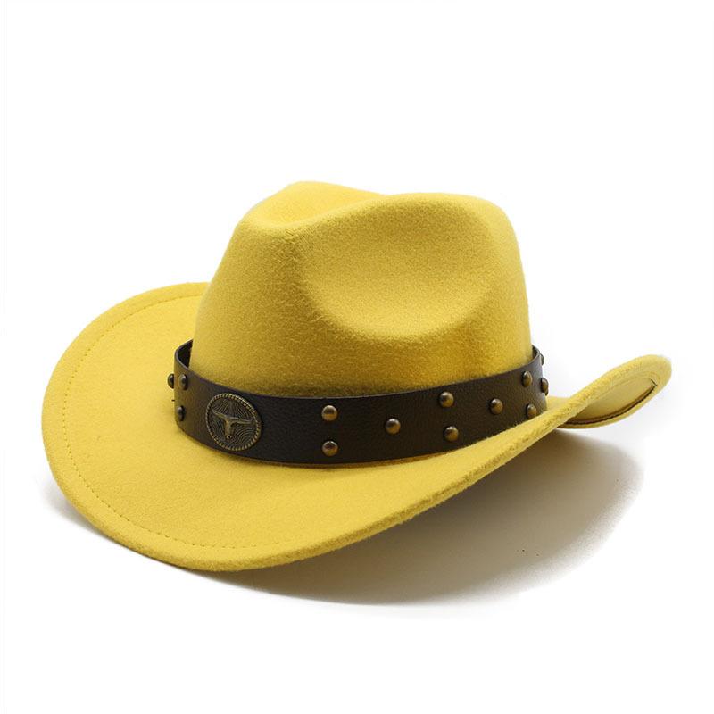 Western Cowboy Hat Woolen Felt Hat Men'S And Women'S Top Hat Outdoor Riding Hat