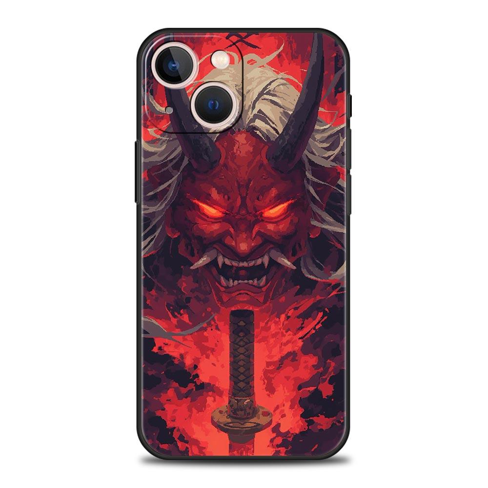 Japan Ghost Face Samurai Phone Case For iPhone 17 16E 15 16 14 13 12 11 Pro Max 7 8 Plus Soft TPU Back Cover