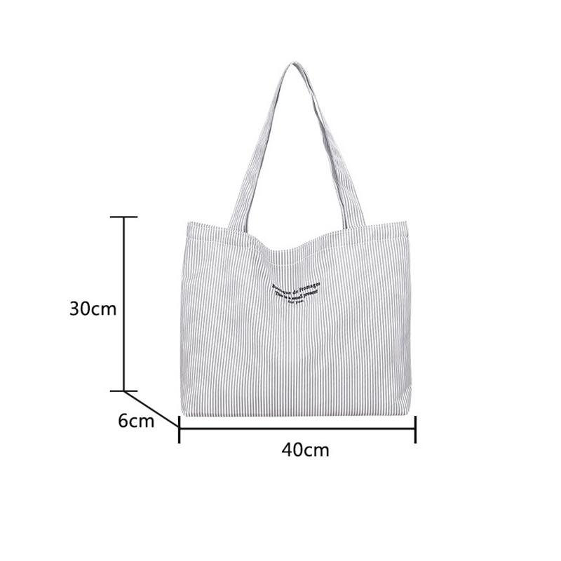 Women Shoulder Bags Casual Simple Striped All-Match Chic Commuting Korean Style Canvas Large Capacity Shopping College