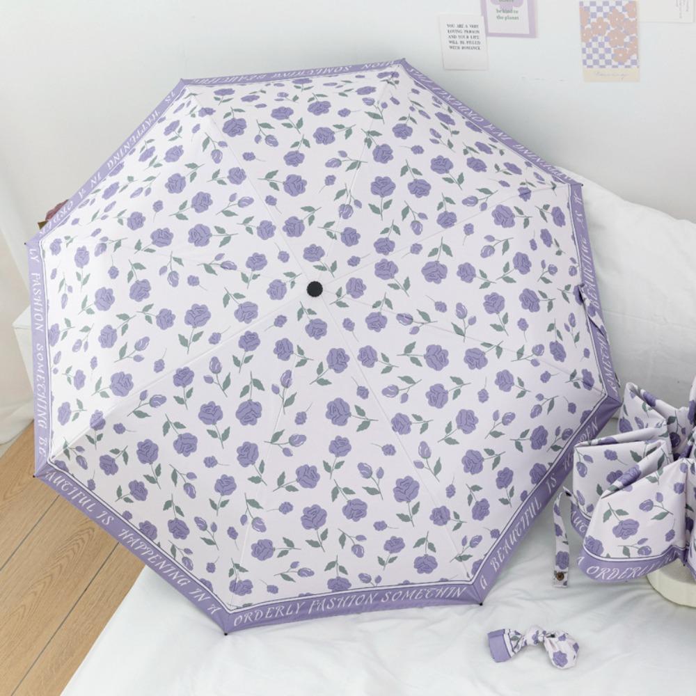 Fresh Floral Print Sun Rain Umbrella Dual-purpose Foldable Umbrella  Travel Accessoreis