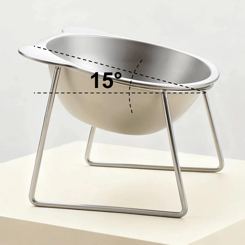 Stainless Steel Raised Cat Bowls with Whisker Fatigue Relief Pet Water Dish And Food Bowl for Cats Kitten Feeding Plates