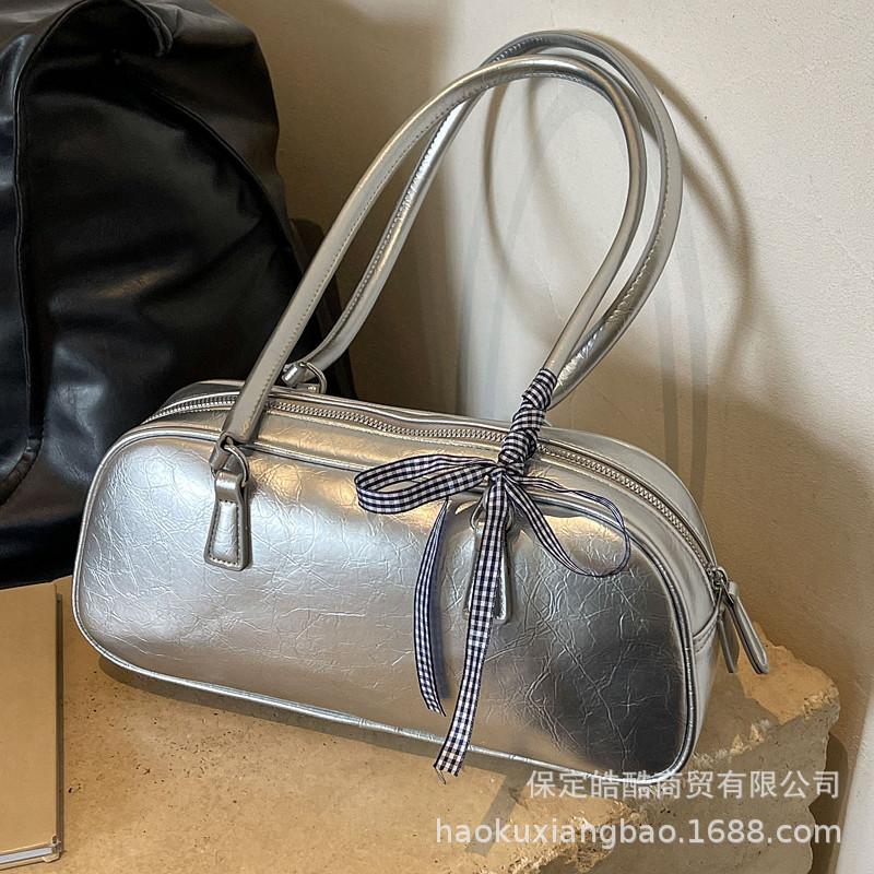 Niche bow handbag women's 2025 spring new trendy Korean texture underarm bag large capacity pillow bag