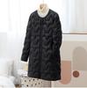Women's Mid-Length Lightweight Down Jacket - Autumn/Winter, Round Neck, Collarless, Korean Style Trendy Outerwear