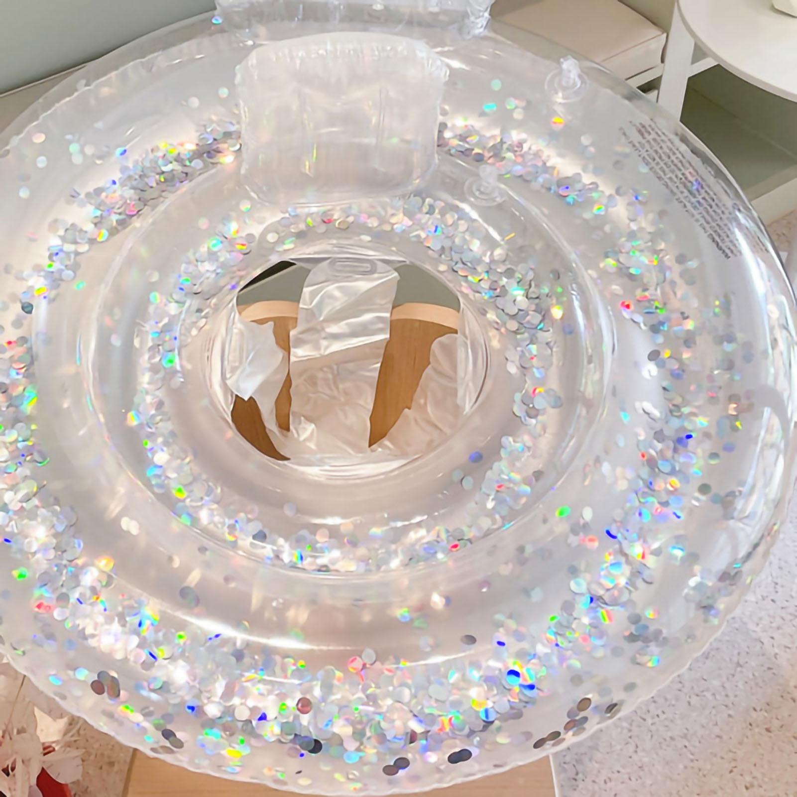 

Swimming Ring Children Pool Floating Inflatable Swimming Circle Transparent Sequins Shell Thickened Pool Floaties Underarm 20‑35kg/44.1‑77.2lb