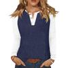 Women's T Shirt Color Block Button Long Sleeve Daily Weekend Fashion Basic V- Neck Regular Top