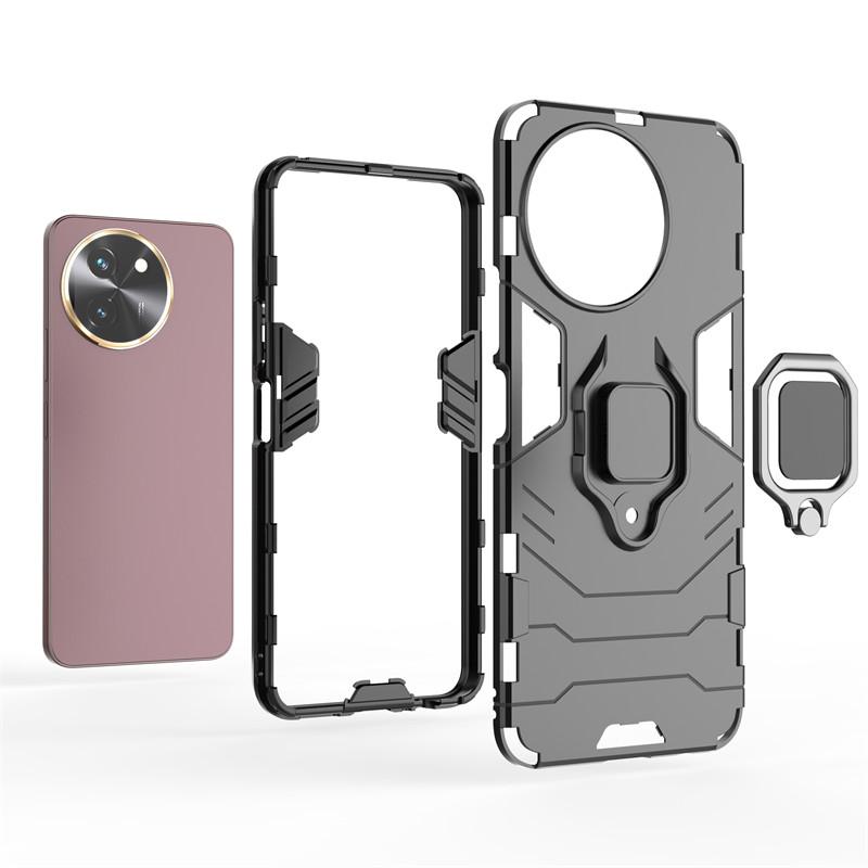 For Vivo Y38 5G Case For Vivo Y38 5G Cover Bumper Shockproof Metal Ring Holder Hard PC Silicone Phone Back Cover For Vivo Y38 5G