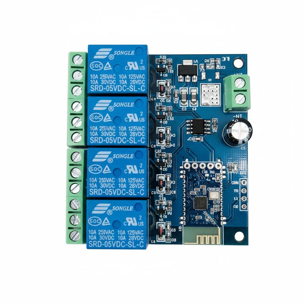 

5V/12V 4-Channel Bluetooth Relay IoT Smart Home Phone APP Remote Switch New Version 10*10*2 білий