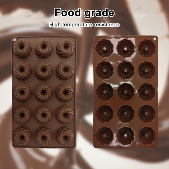 Silicone Cake Mold 15-Cavity Spiral Cookie Mold Non-Stick Baking Pan for Cookies Pastries Mousse Dessert