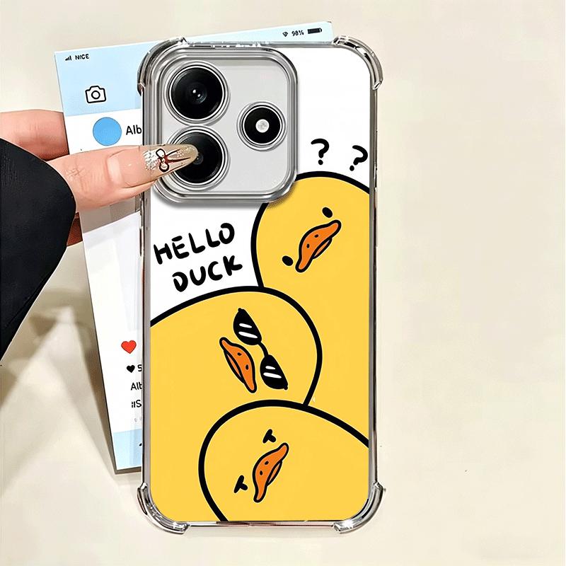 Funny Cute Cartoon Duck Plating Phone Case For Xiaomi Poco X5 X6 X7 X8 Pro Max F8 Ultra F7 M8 M7 M5S Redmi 15C 15 14C 13C 13 X3
