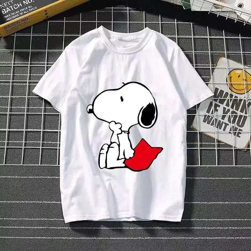 2025 New Summer Snoopy T Shirt Cartoon Short Sleeved Tees Tops Harajuku Tshirt Women Streetwear Pullover Clothes Men's Clothing