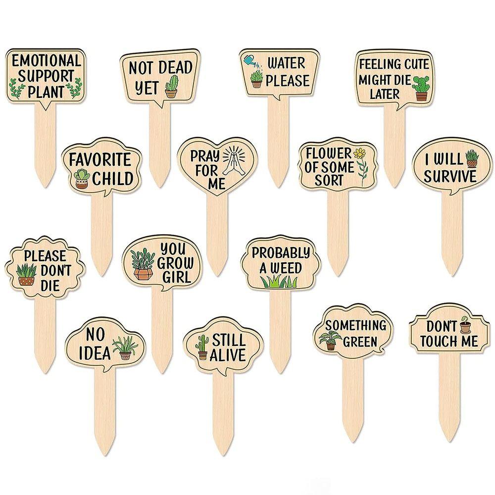 

15 шт. декоративных колышков для растений, этикеток для растений, Т-образных, солнцезащитных, суккулентных, водонепроницаемых, деревянных, для сада