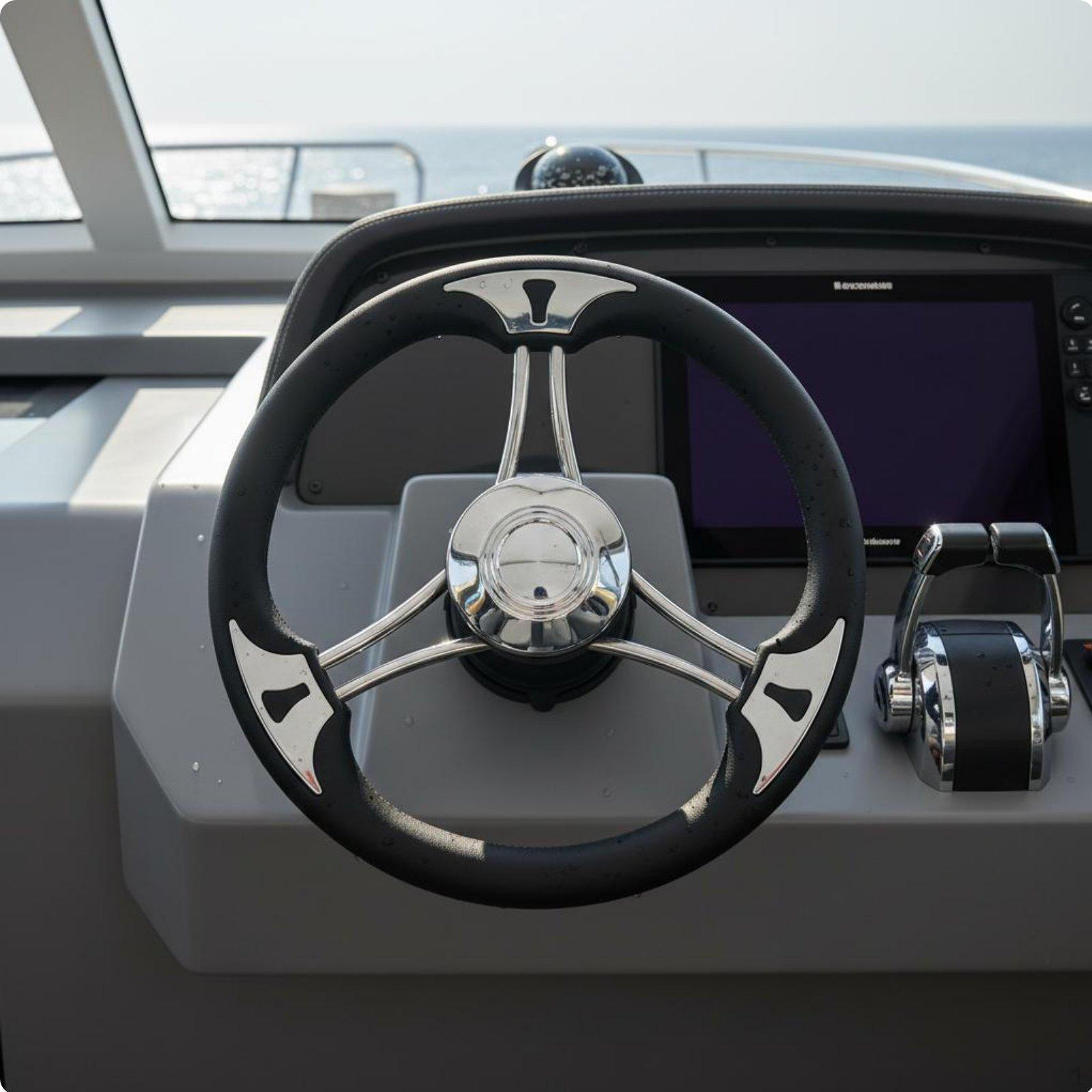 Stainless Steel Marine Steering Wheel ThreeSpoke Spoke Yacht RustResistant for Pontoon