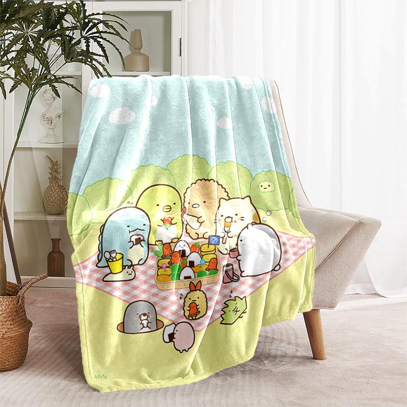 1pc Blanket Sumikko Gurashi2 Print Design, Lightweight Blanket for Sofa, Bed- Soft &Warm, Gift for All Seasons like Christmas, Halloween