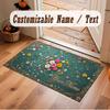 Floral Garden Theme Crystal Velvet Floor Rug Personalized Custom Name Text Warm Carpet Home Decoration