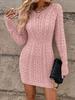Women's Fall Winter Crew Neck Long Sleeve Bodycon Knit Dress