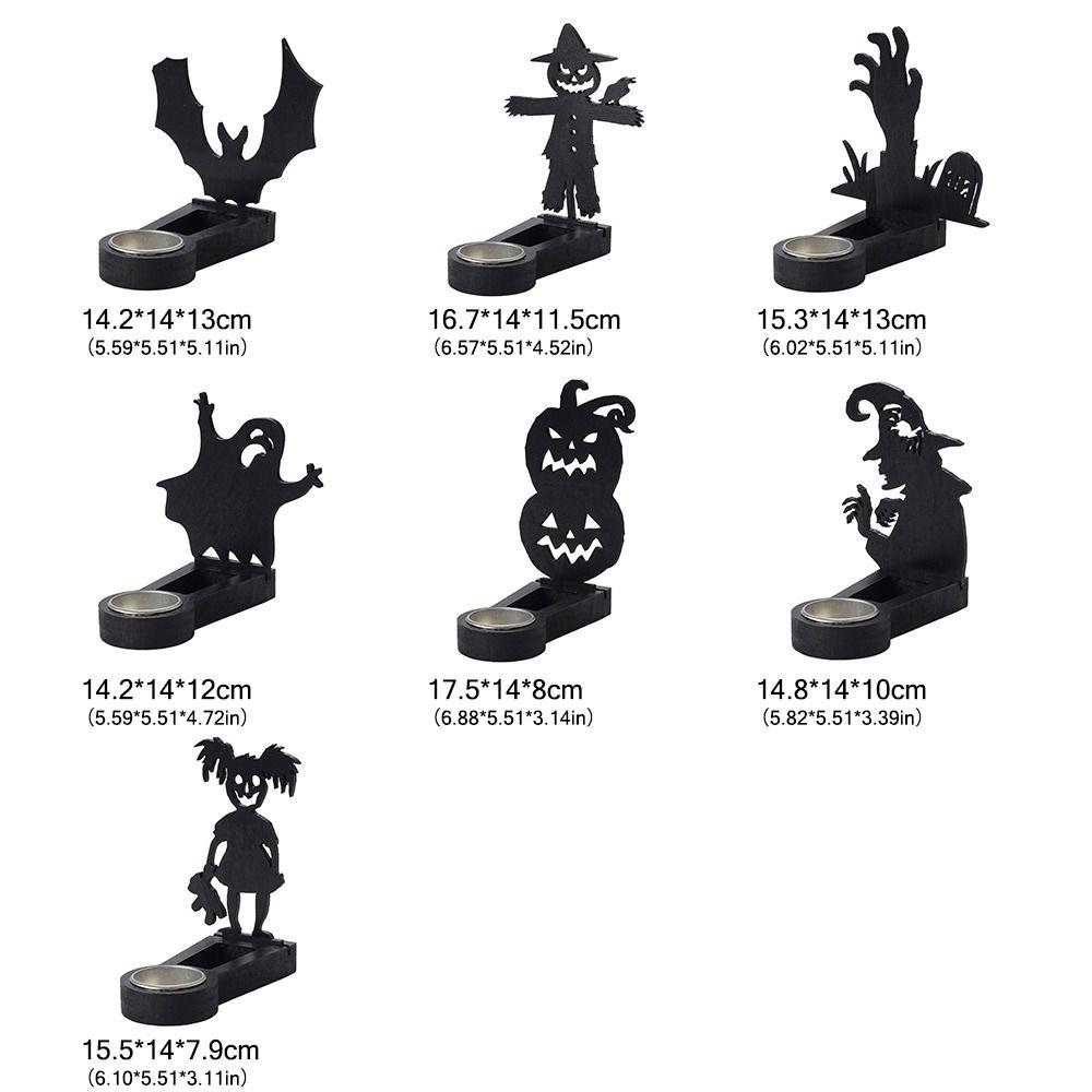 Black Halloween Candle Holder Multi-shape Iron Terror Shadow Projection Candlestick Party Supplies Halloween Decoration