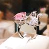 Little Squirrel Pink Diamond Sugar Cube Ring Personalized Haute Couture Design Colorful Treasure Live Birthday Gift