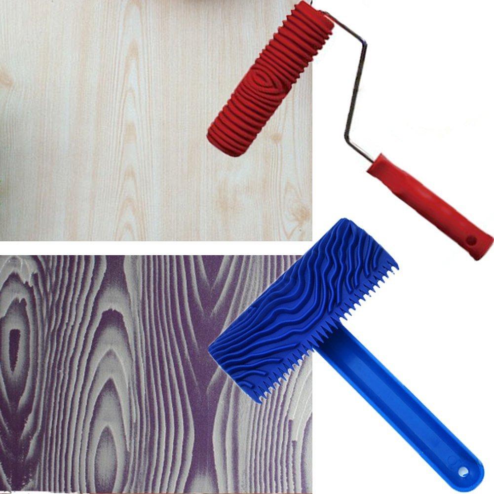 

HIGHAWK Wood Graining Rubber Painting Tool with Sanding Handle for Custom Wall DIY Set of 2 Decor, Design,