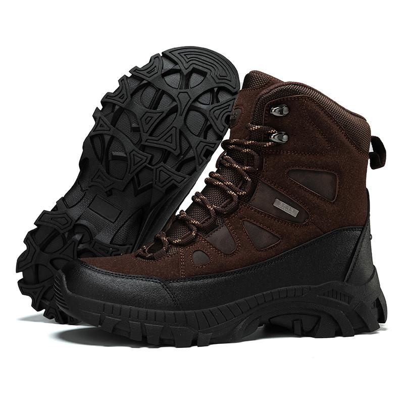 High-Quality Khaki Men's Hiking Boots High-Top Platform Trekking Shoes Men Non-Slip Training Outdoor Male Boots botas masculino