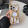Plating Hollow Out Magnetic Shockproof Phone Case for iPhone 16E 12 13 14 15 16 Pro Max Heat Dissipation Wireless Charging Cover