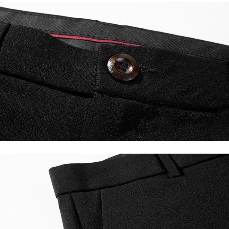 Autumn Winter Men's Casual Pants Stretch Slim Nine-point Pants Korean Trendy Black Suit Pants