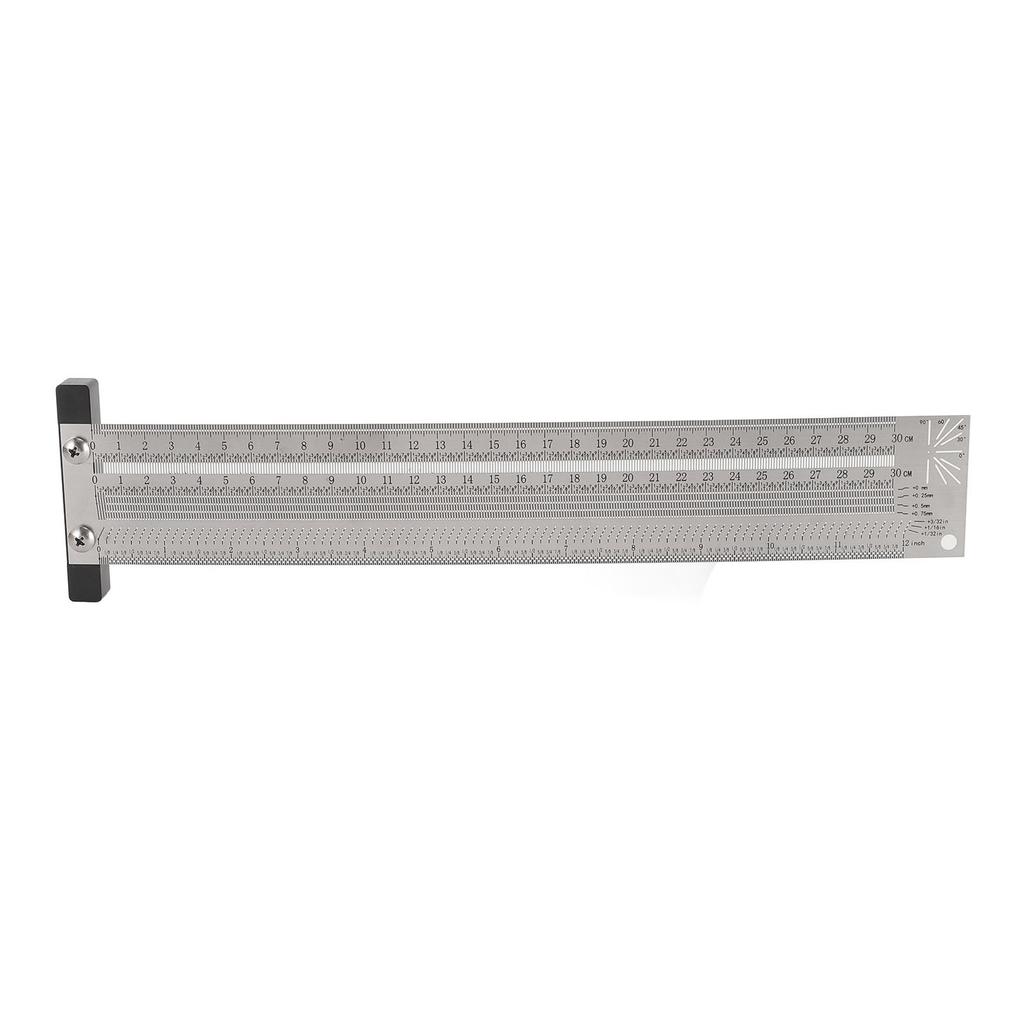 12 Inch T Square 132in 0.25mm High Accuracy Scriber Stainless Steel Marking Ruler for Woodworking