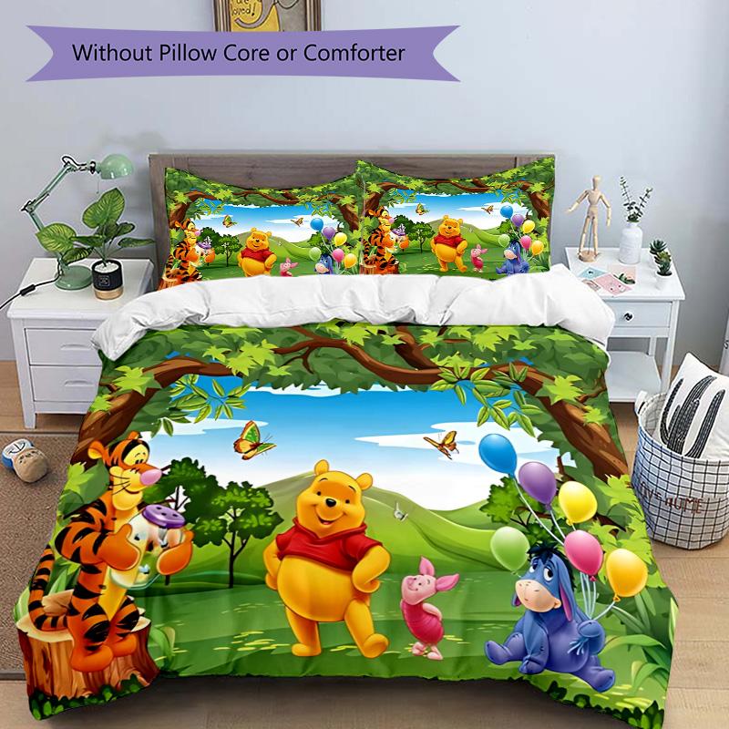 Winnie Pooh'S Forest Adventure Print 3Pcs Bedding Setduvet Cover With 2 Bedropillowcase Home Birthday Gift