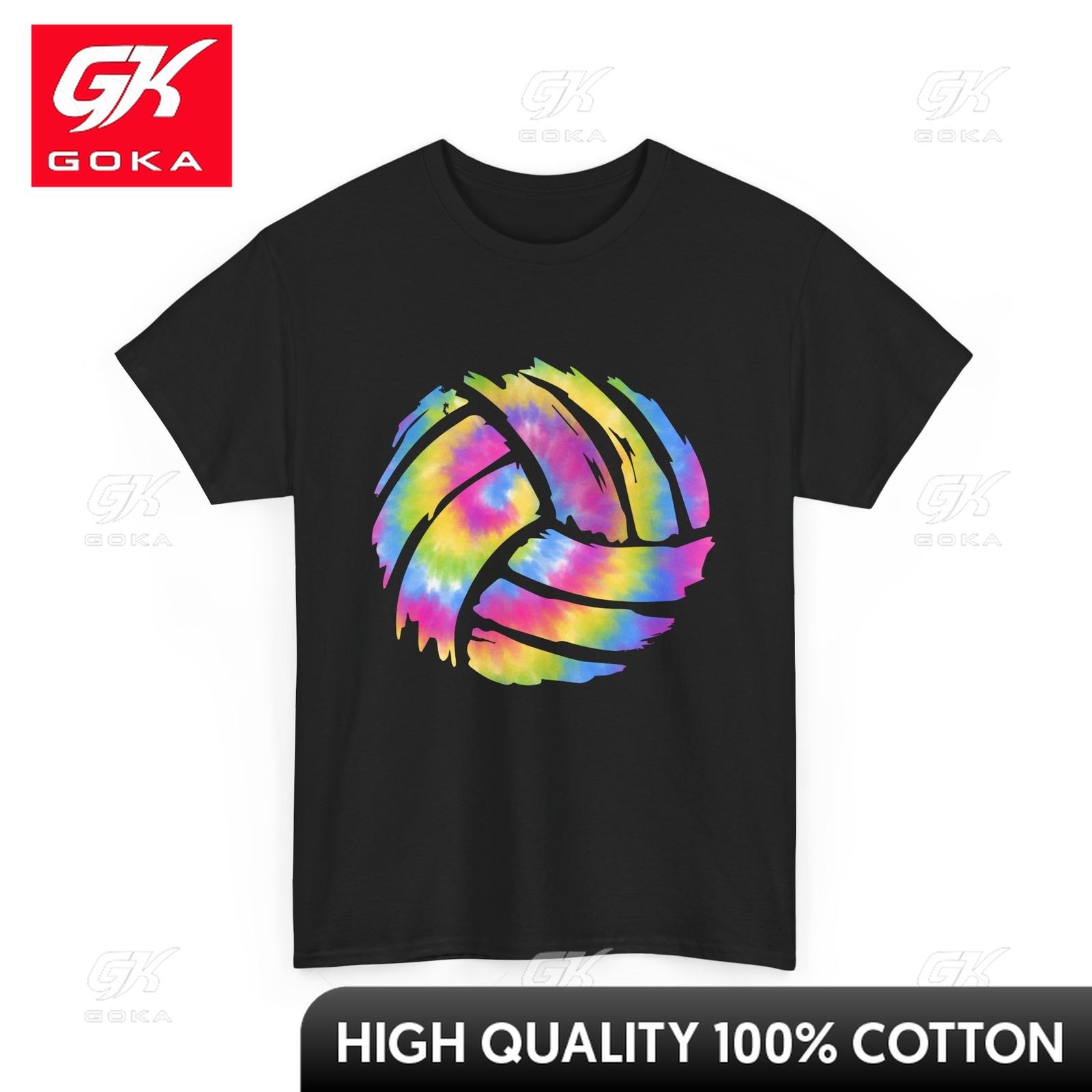 Volleyball Tie Dye Tshirt Sports Volleyball Lovers Player Playful Print All Cotton Graphic Top Minimalist Style S