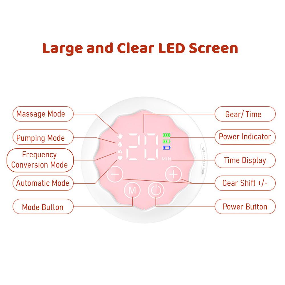 Extractor de leche portátil, extractor de leche eléctrico manos libres para amamantar, 4 modos, 12 niveles de succión, bajo