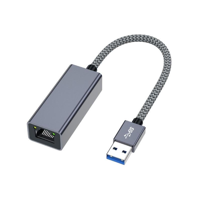 

USB3.0 to RJ45 1000M Ethernet Adapter Enhances Device Speed Cord Connection Aluminum Alloy Case 1