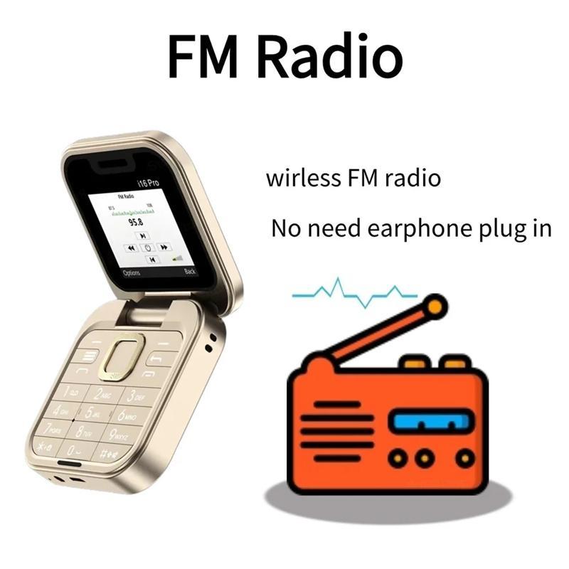 I16 PRO Foldable Mini Mobile Phone 2G Dual SIM Card Speed Dial Magic Voice 1.77''Screen 3.5mm Jack Flip Cellphone Type-C