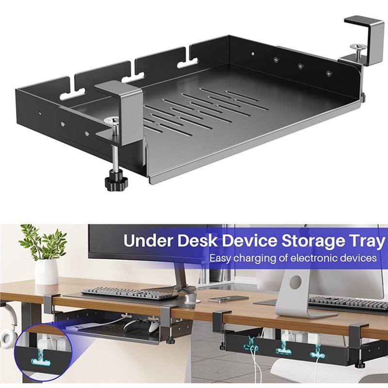 Good-Under Desk Laptop Mount Storage Tray Metal No Drill Design With Cable Management Multipurpose Household Organizer