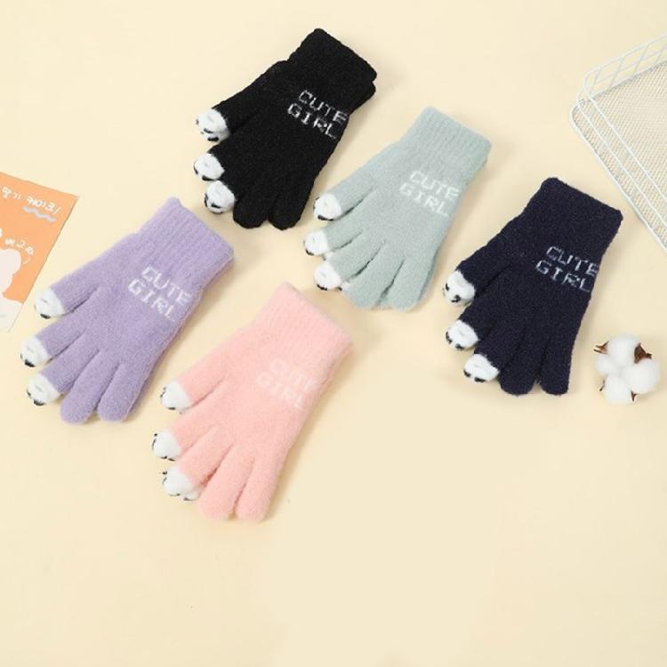 Adult Touchable Screen Gloves Mittens Jacquard Letter Full Finger Gloves
