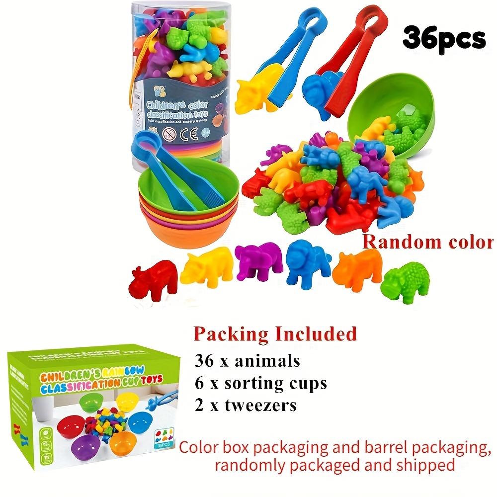 

36/48/56pcs Counting Matching Game Toys with Rainbow Bowls - Color Sorting & Sensory Training Toys, Learning Gifts