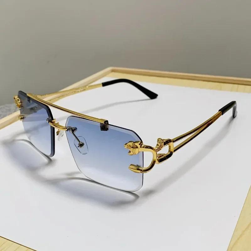 Rimless Square Sunglasses Men Women Brand Designer Vintage Luxury Sun Glasses Male Female Retro Mirror Fashion