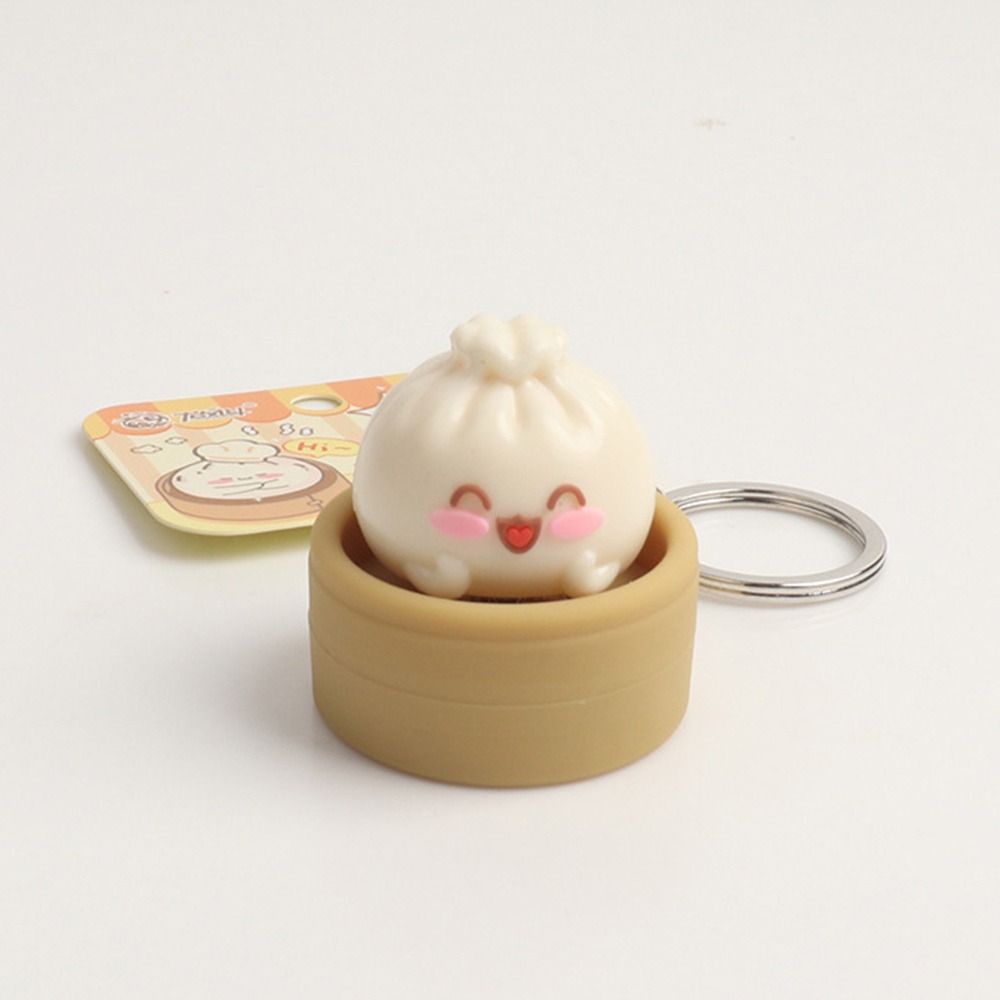 Creative Mini Steamed Bun Stress Relief Slow Rebound Simulation Dim Sum Clicker Keychain Kneading Decompression Bun Kids Gift