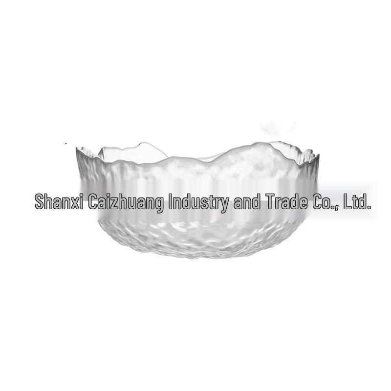 Japanese Gold-Rimmed Hammered Glass Bowl for Salad and Fruit