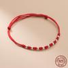 La Monada 25cm Lucky 925 Silver Rope Bracelets Women Silver 8 Bead Red Thread Line String Bracelets For Women Girl Adjustable