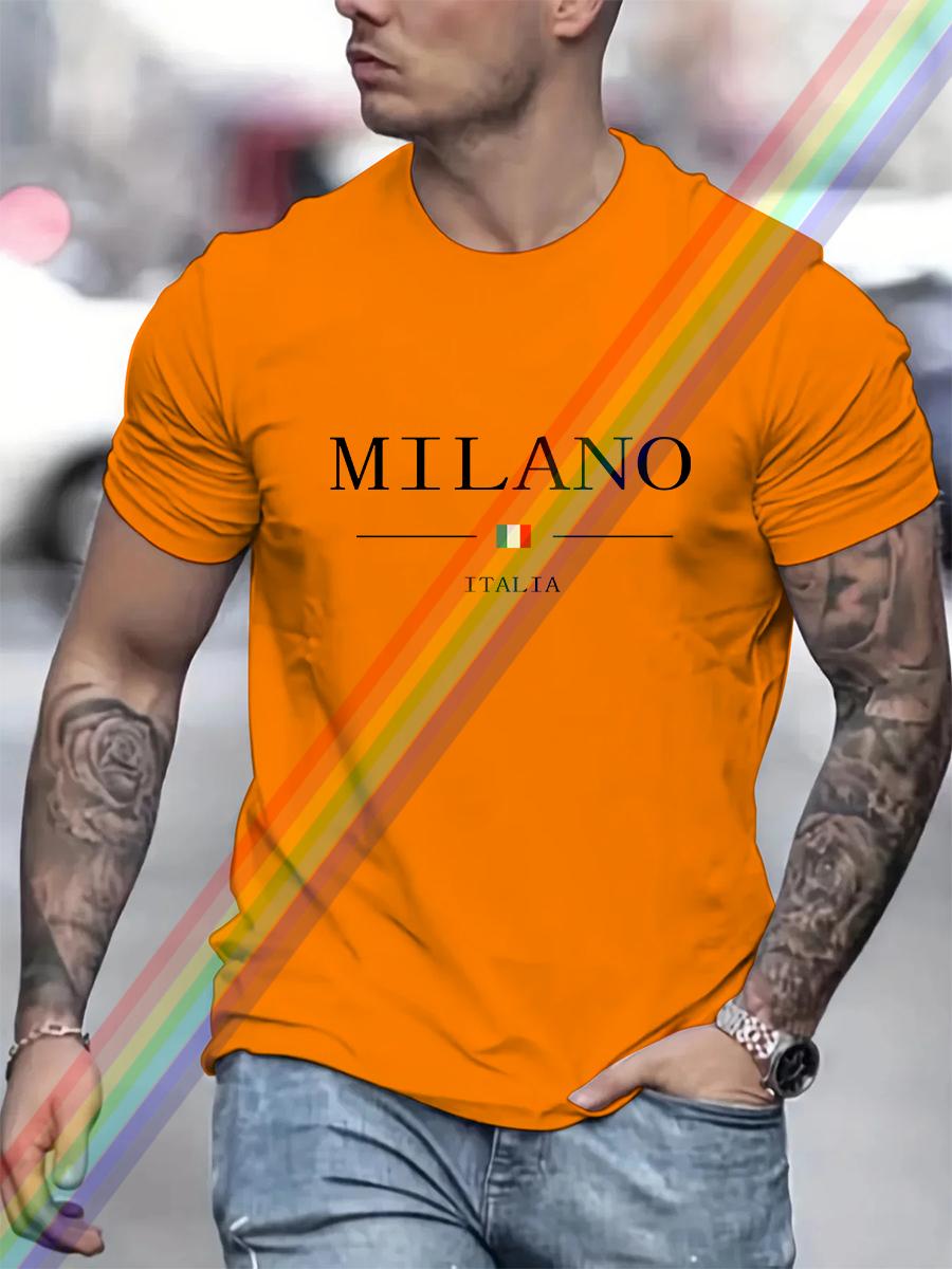 

Milano Letter Print Cotton Oversized Men Short Sleeve Casual T Shirt Woman Clothing Tops Summer Tees Fashion Streetwear S