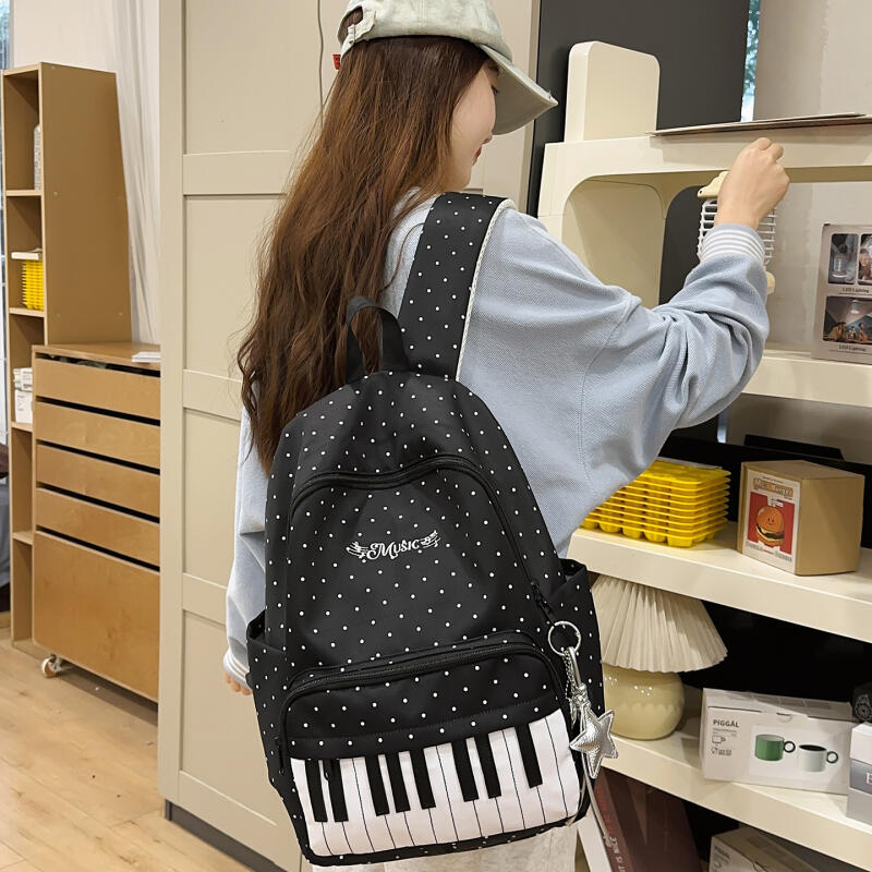 Wave Point Student Schoolbag Female College Style Travel Backpack