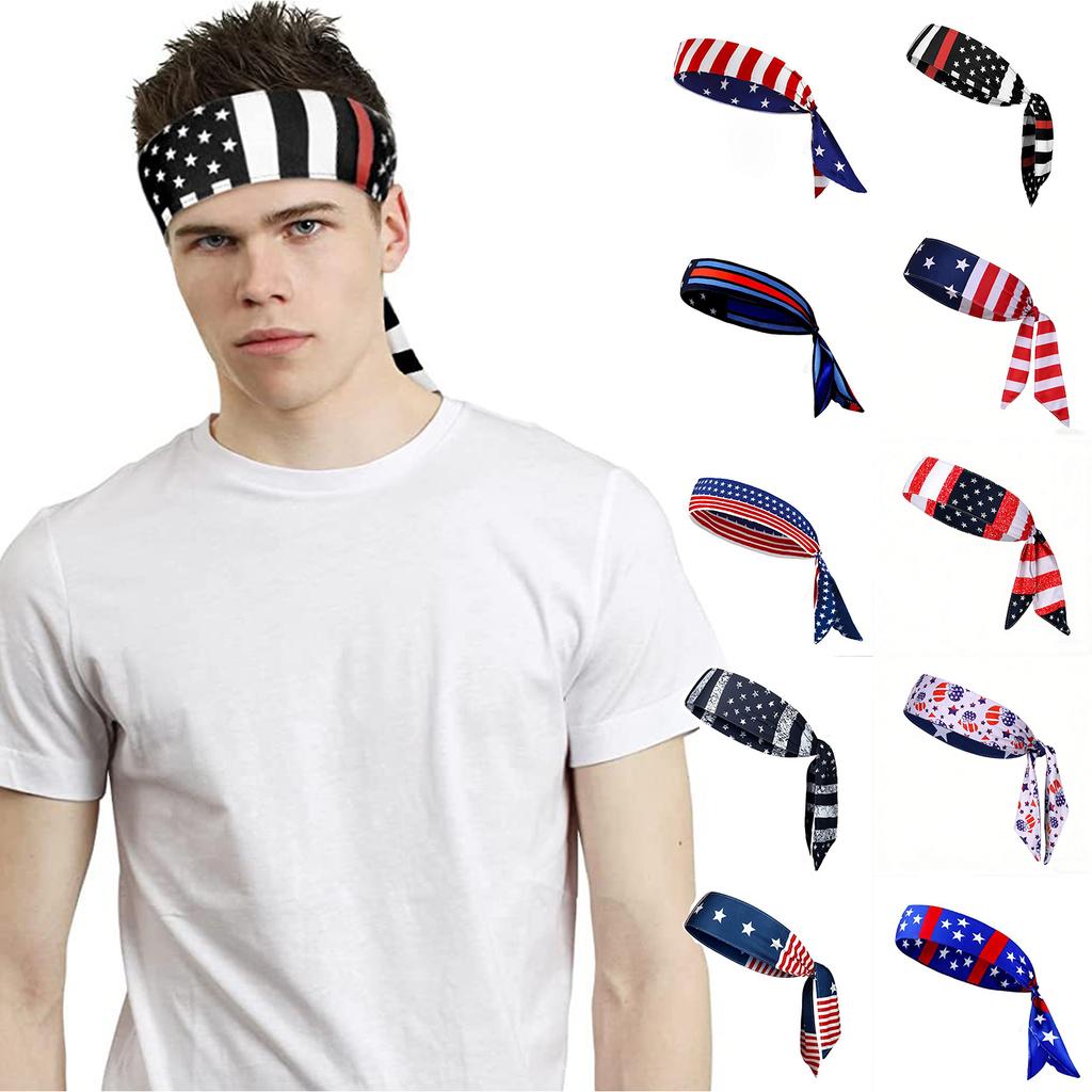 American Flag Independence Day Unisex Running Fitness Headband, Sports Yoga Sweatband, Elastic Cotton Headscarf