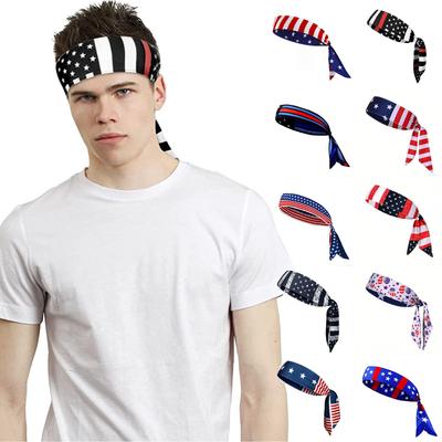 American Flag Independence Day Unisex Running Fitness Headband, Sports Yoga Sweatband, Elastic Cotton Headscarf