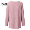 Women Tops Round Neck Long Sleeve Loose Fit Solid Color Tunic Top Casual Shirt with Hip Coverage Length